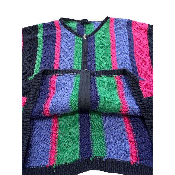 Eagle's Eye Color Block Multicolor Full Zip Vtg‎ Knit Sweater Woman's XL | - Picture 6 of 6